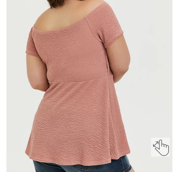 Torrid Smocked Pink Babydoll Top 00  M Peplum - Picture 2 of 7